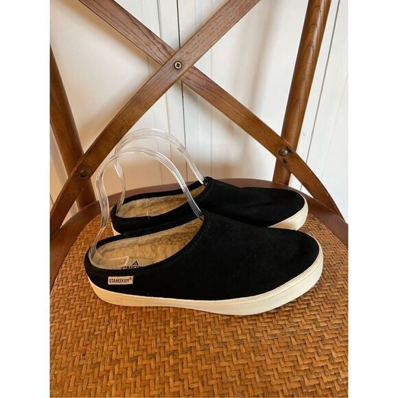 Staheekum black cami mule suede Sherpa lined slip on clog slipper - Picture 4 of 10